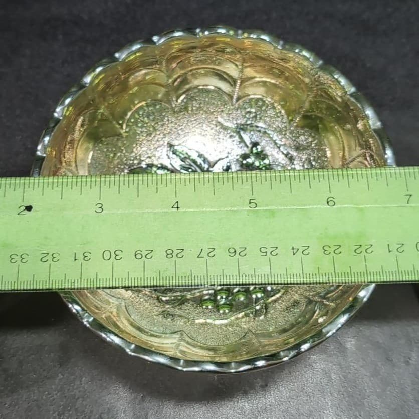 Imperial Glass Helios Carnival Bowls, Set of 2, Vintage Leaf & Grape Pattern - Thumbnail 5