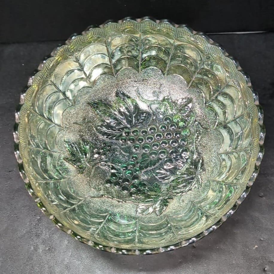 Imperial Glass Helios Carnival Bowl, Leaf & Grape Scalloped Edge Centerpiece - Thumbnail 3