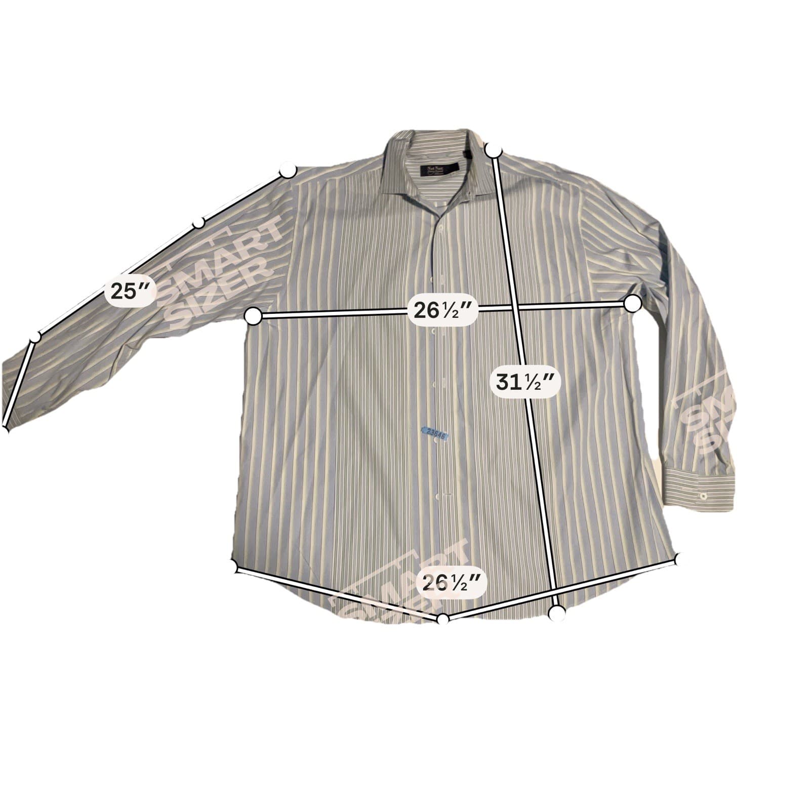 Nay Nast Shirt Mens XL Blue Green Striped Button Up Long Sleeve Office Casual - Thumbnail 9