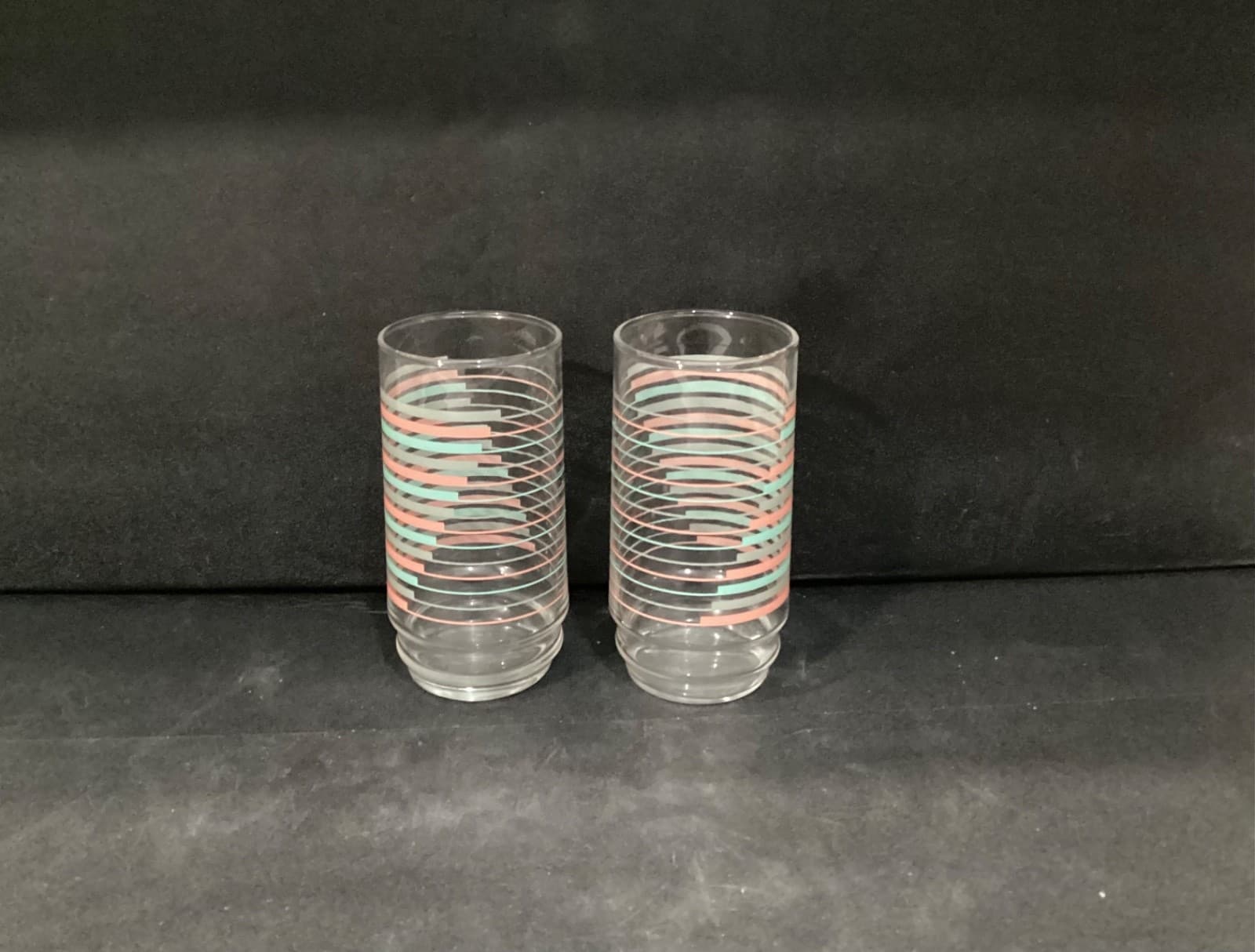 Vintage Indiana Glass 16oz Drinkware "Ascent" Pastel Colors 2 Tumbler Glasses - Thumbnail 6