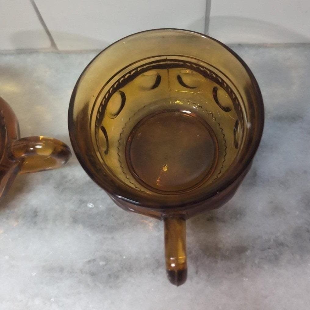 Indiana Glass Kings Crown Thumbprint Amber Coffee & Snack Plates, Set of 4 - Thumbnail 9