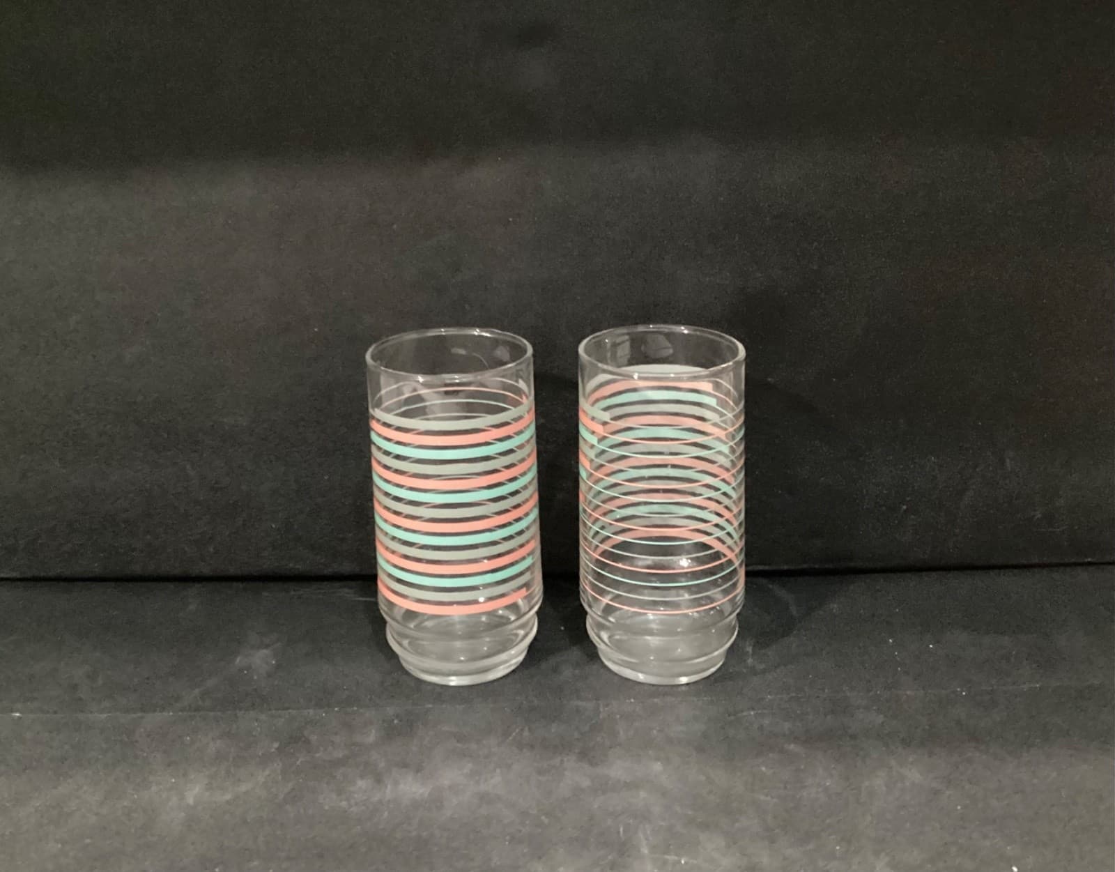 Vintage Indiana Glass 16oz Drinkware "Ascent" Pastel Colors 2 Tumbler Glasses - Thumbnail 7