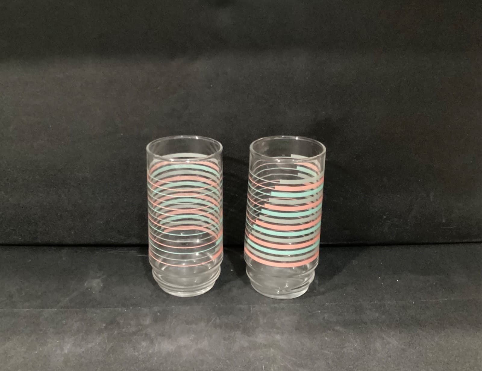 Vintage Indiana Glass 16oz Drinkware "Ascent" Pastel Colors 2 Tumbler Glasses - Thumbnail 9