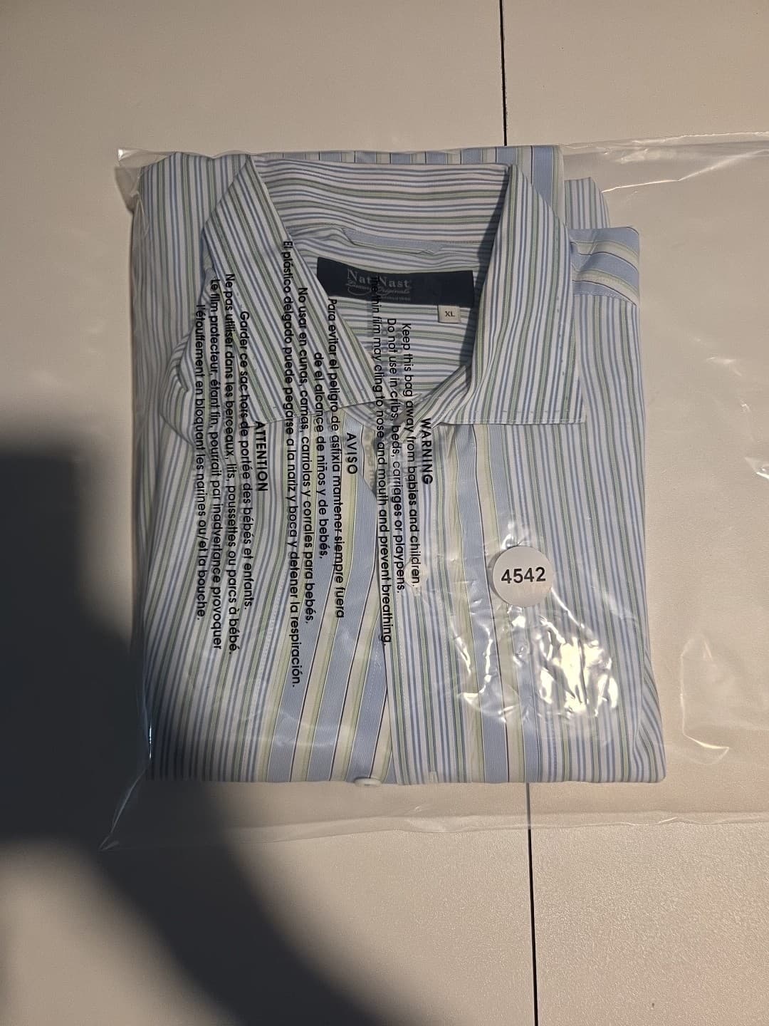 Nay Nast Shirt Mens XL Blue Green Striped Button Up Long Sleeve Office Casual - Thumbnail 10