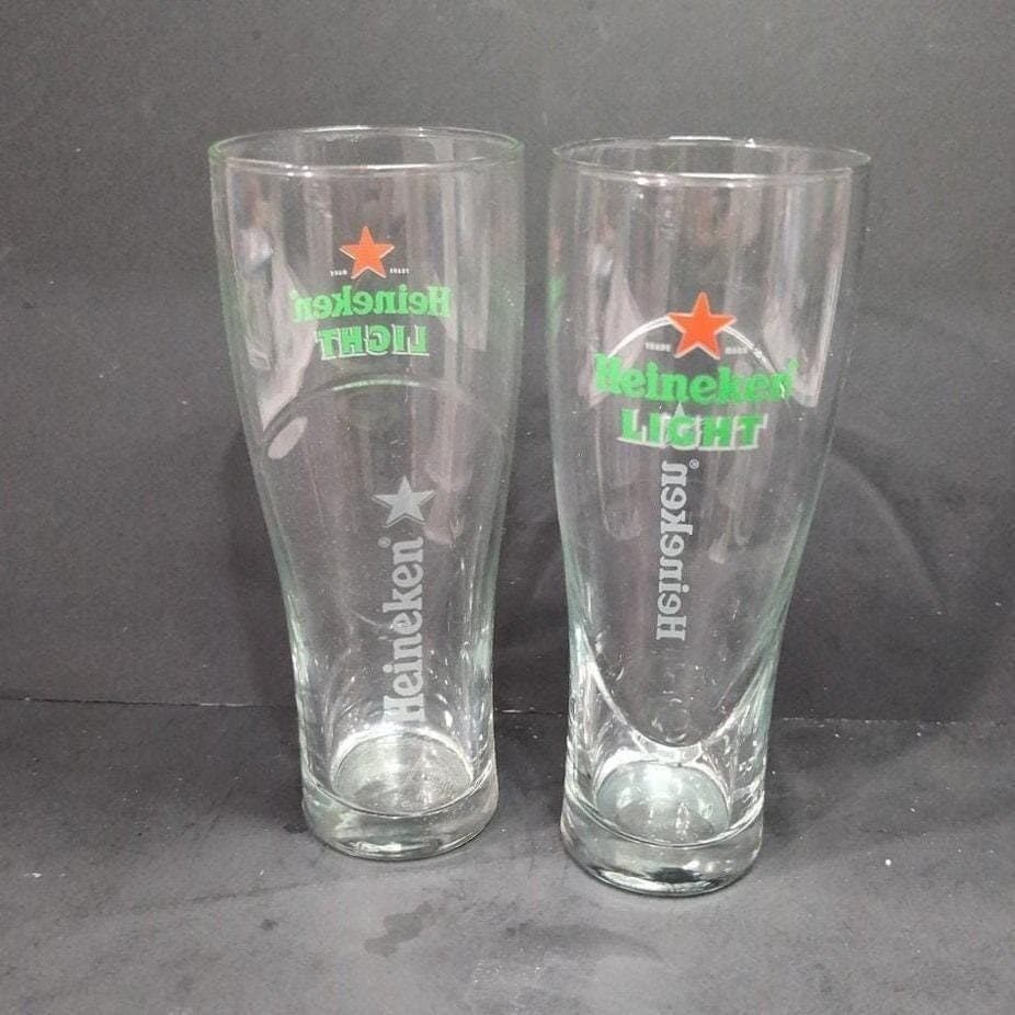 Heineken Light Beer Glasses, Set of 2, Red Star Design, 7.25" Tall, Glassware - Thumbnail 9