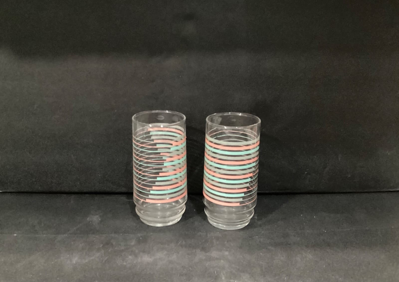 Vintage Indiana Glass 16oz Drinkware "Ascent" Pastel Colors 2 Tumbler Glasses - Thumbnail 8