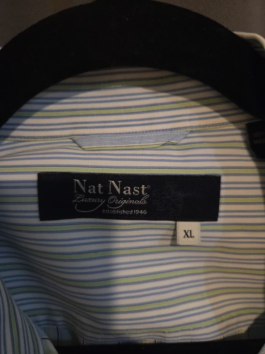 Nay Nast Shirt Mens XL Blue Green Striped Button Up Long Sleeve Office Casual - Thumbnail 3
