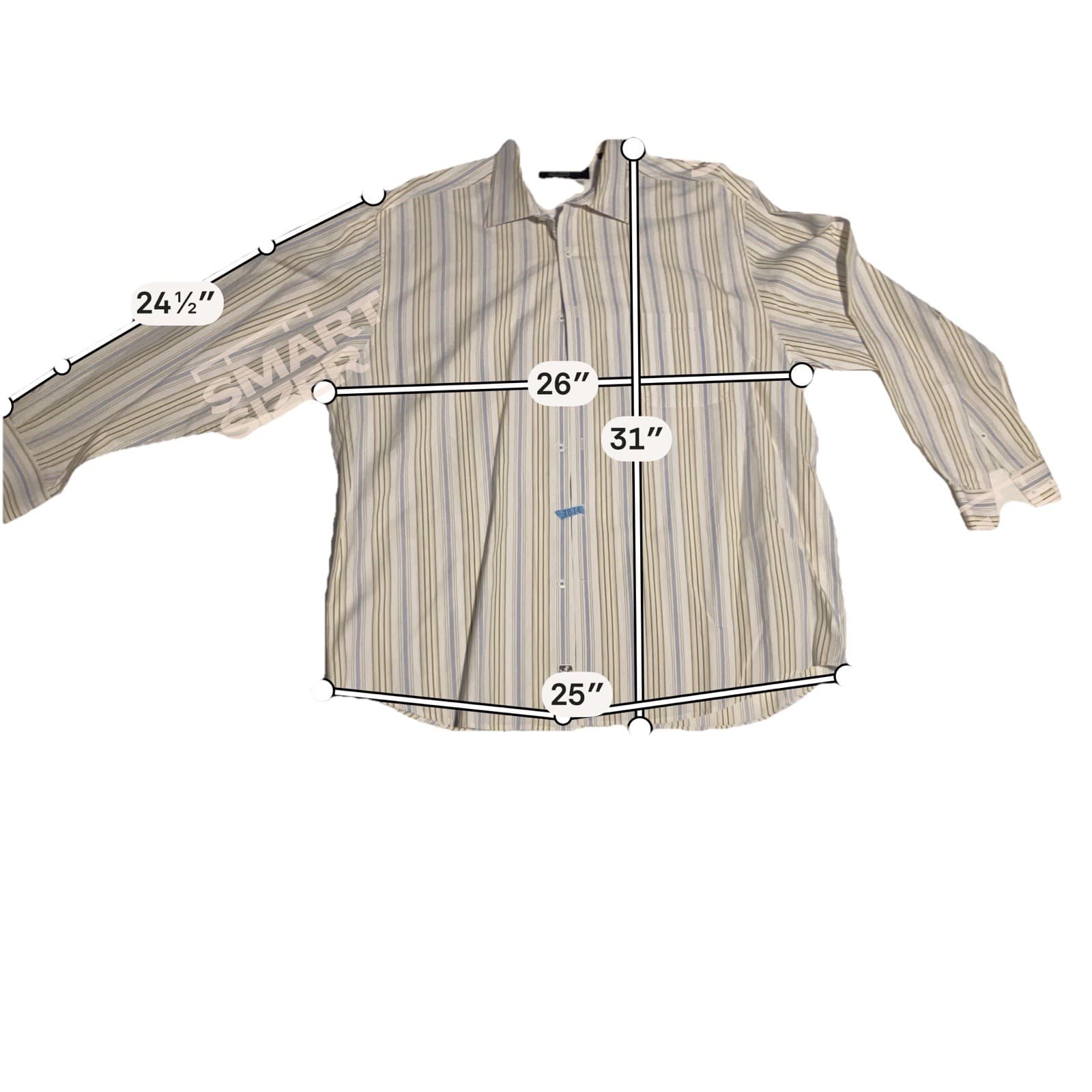 Nay Nast Shirt Mens XL Blue Yellow Gray Striped Button Up Long Sleeve - Thumbnail 8