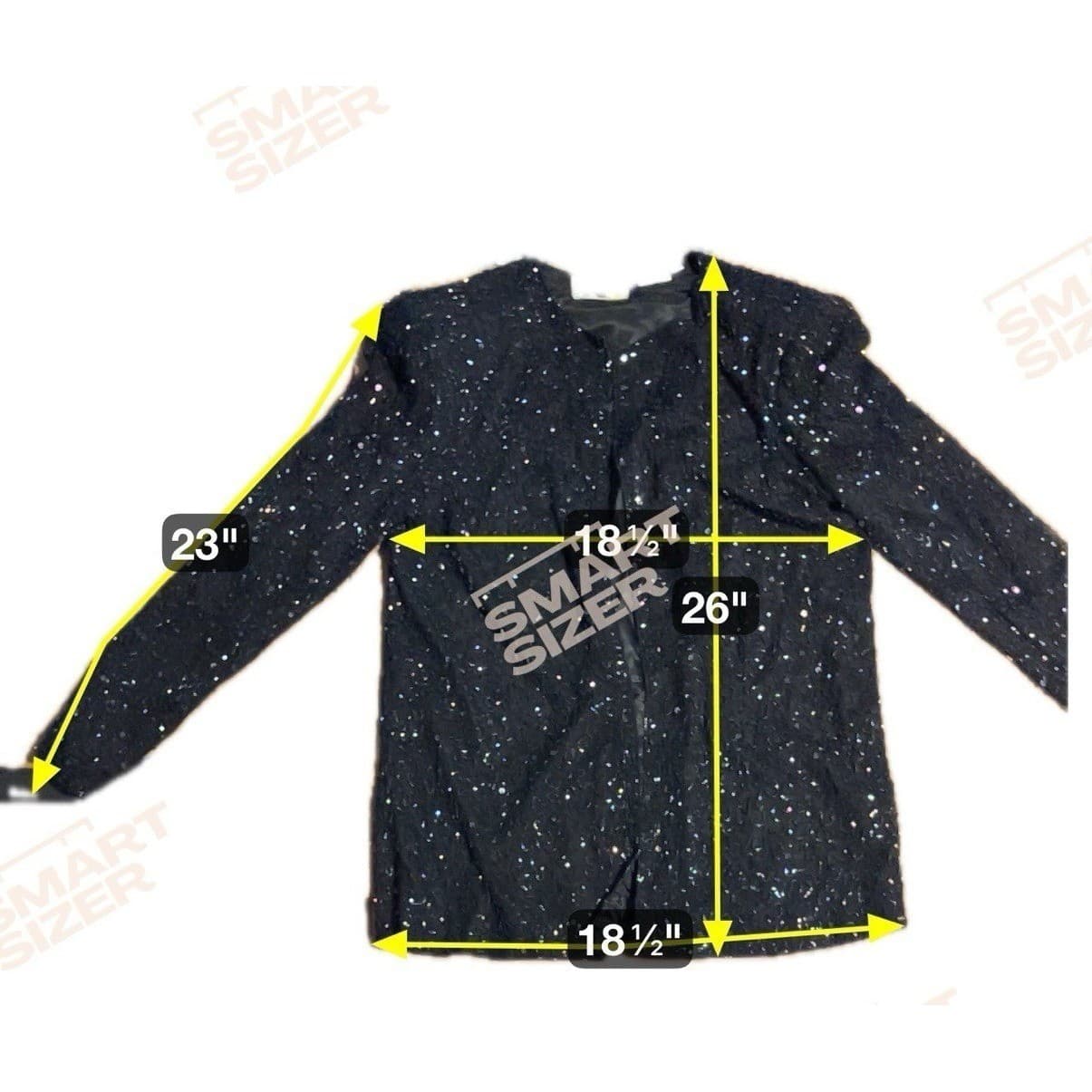 Sweelo Black Beaded Sequin Open Front Evening Jacket, Vintage Women's Small 6-8 - Thumbnail 2