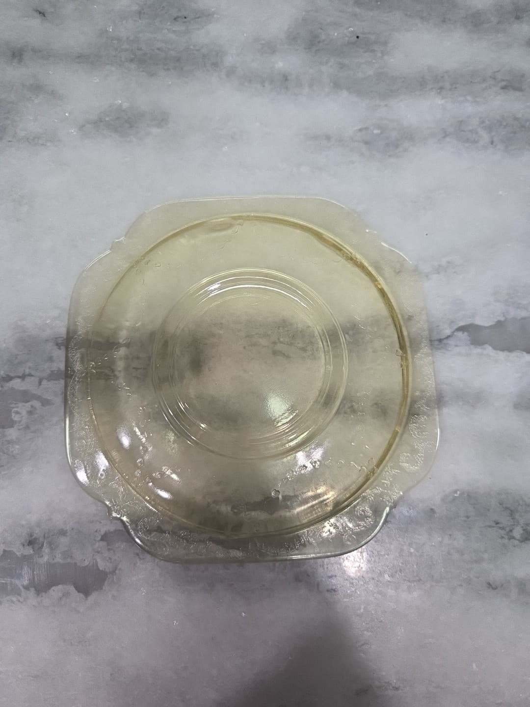 Madrid Yellow Square Tea Saucer, Replacement Depression Glass, Vintage Glassware - Thumbnail 2