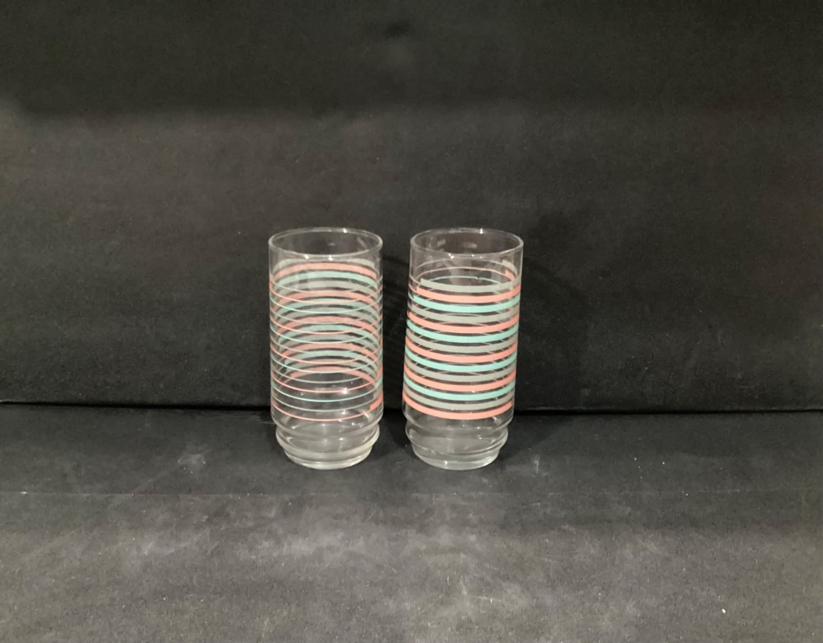 Vintage Indiana Glass 16oz Drinkware "Ascent" Pastel Colors 2 Tumbler Glasses