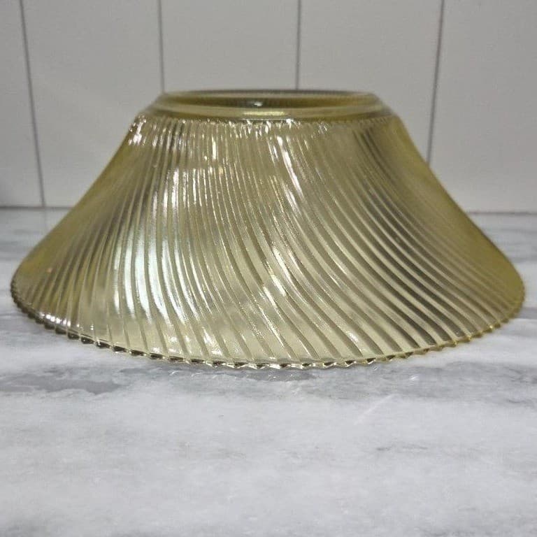 Federal Glass Amber Diana Serving Bowl, Vintage Yellow Swirl Pattern Centerpiece - Thumbnail 9