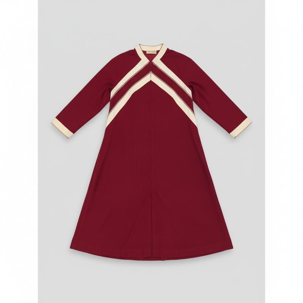 Vassarette Women's Medium Red Zip Nightgown, Vintage Sleepwear Striped Nightgown