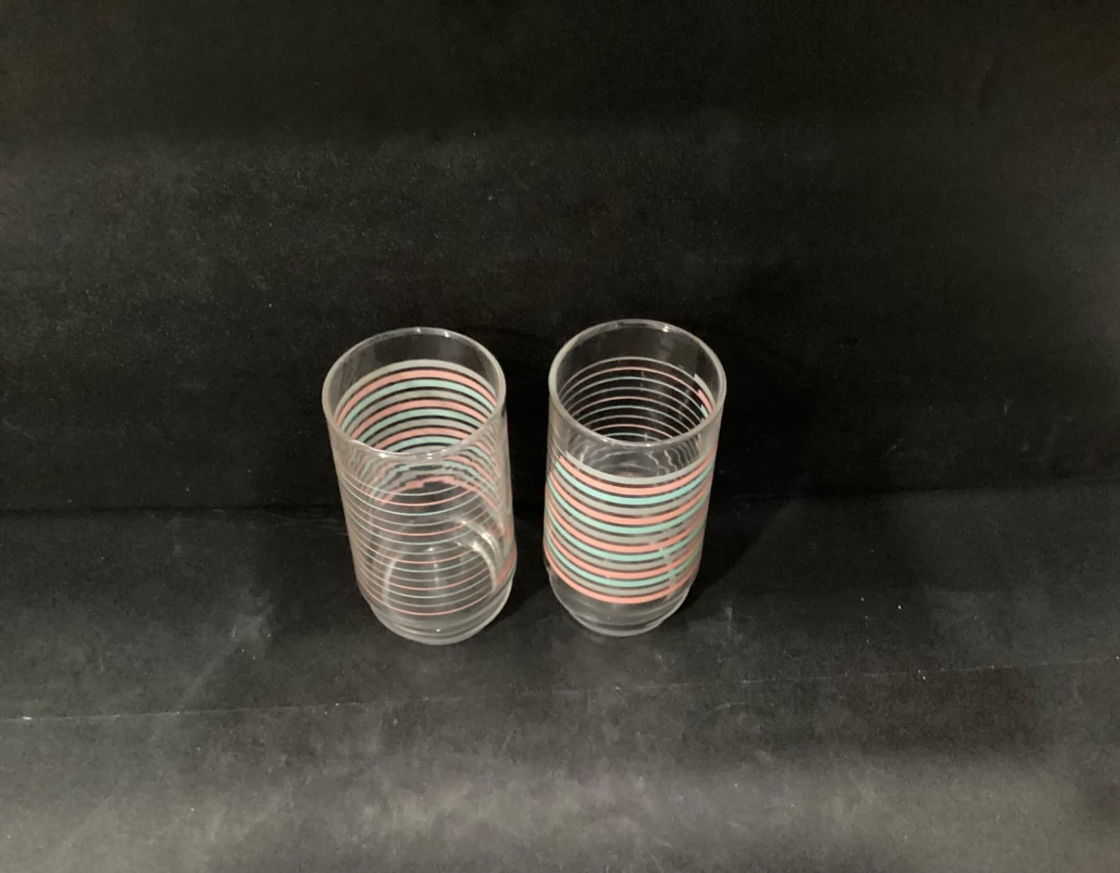 Vintage Indiana Glass 16oz Drinkware "Ascent" Pastel Colors 2 Tumbler Glasses - Thumbnail 2