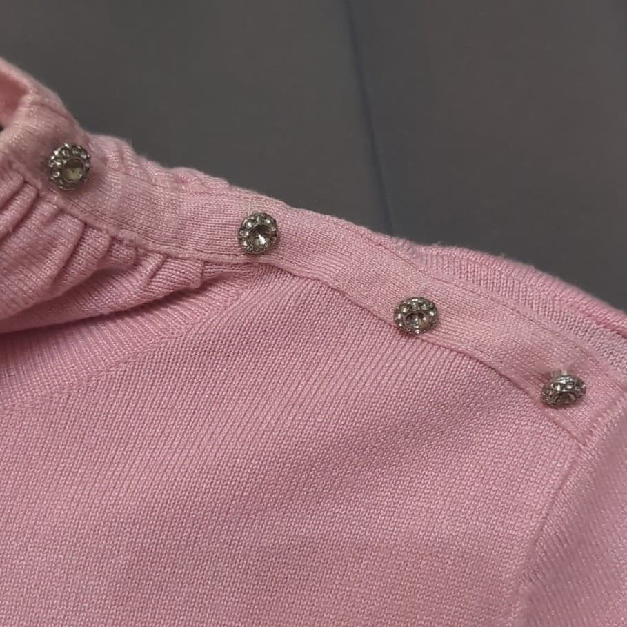Croft & Barrow Women's PS Pink Turtleneck Shirt, Long Sleeves, Rhinestone Detail - Thumbnail 5