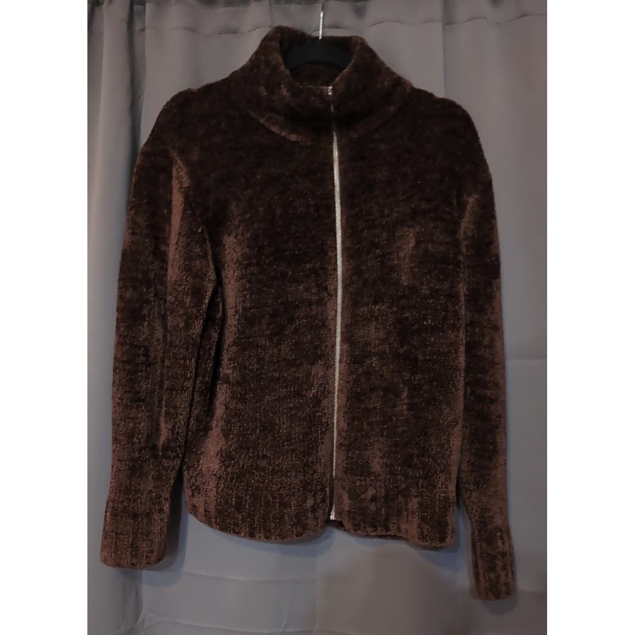 Rafaella Women's Brown Zip-up Sweater, Vintage Jacket, Long Sleeves, Soft & Cozy - Thumbnail 3