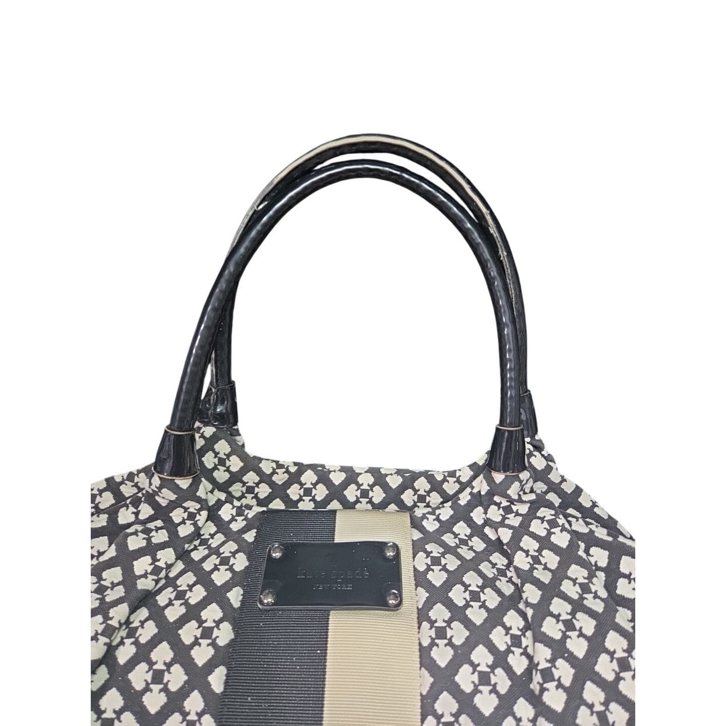 Kate Spade New York Stevie Diaper Bag Tote Black White Spade Print Racing Stripe - Thumbnail 5