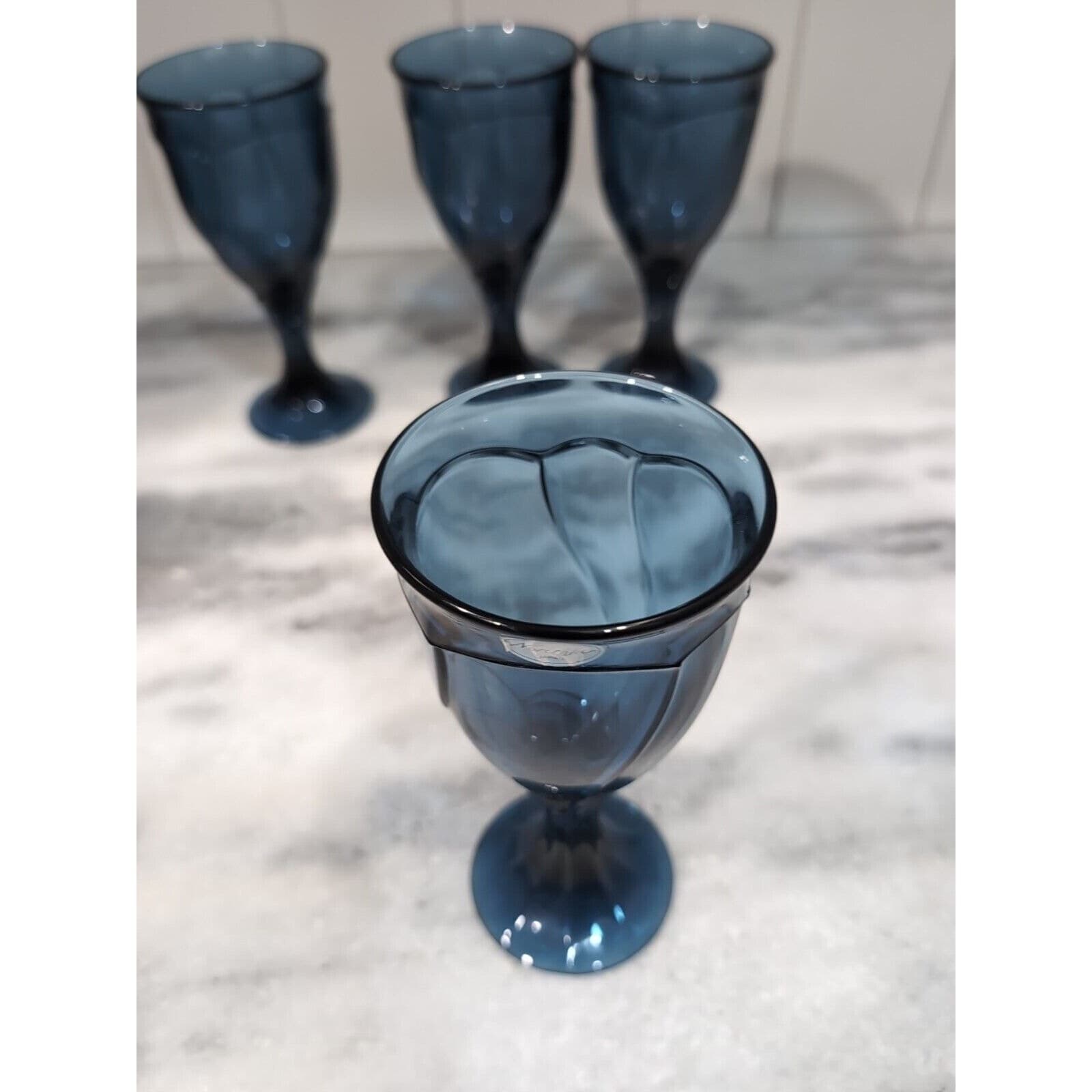 Noritake Blue Swirl Wine Glasses Set, Vintage, Set of 4, NIB, Elegant Glassware - Thumbnail 6