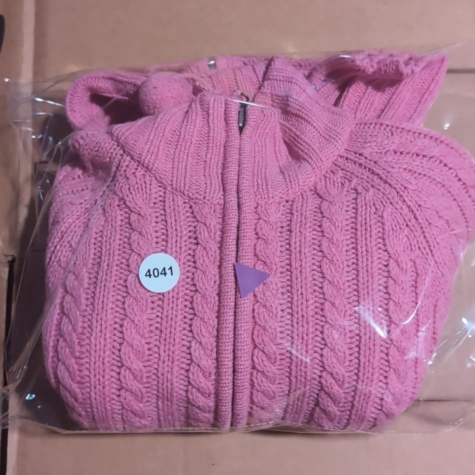 Gap Pink Cable Knit Pom Pom Full Zip Mock Neck Cardigan, Women's Small Sweater - Thumbnail 8