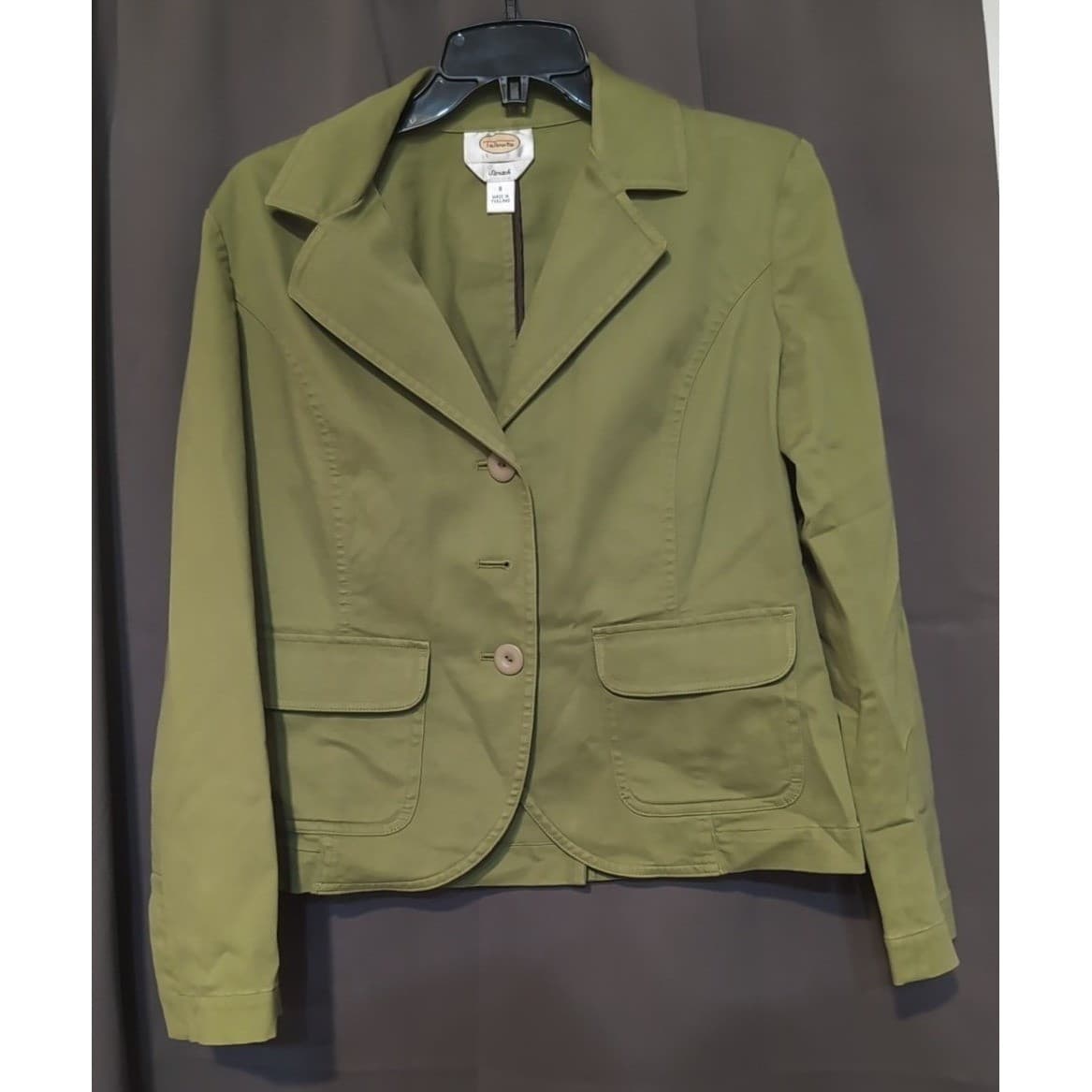 Talbots Stretch Olive Green 3 Button Blazer, Women's Size 8 Jacket - Thumbnail 3