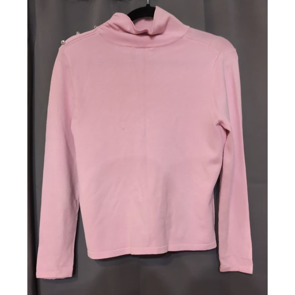 Croft & Barrow Women's PS Pink Turtleneck Shirt, Long Sleeves, Rhinestone Detail - Thumbnail 4