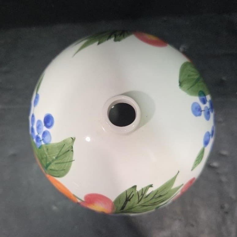 Fruit Themed Bud Vase, Vintage Hand Painted Ceramic Flower Holder, Centerpiece - Thumbnail 7