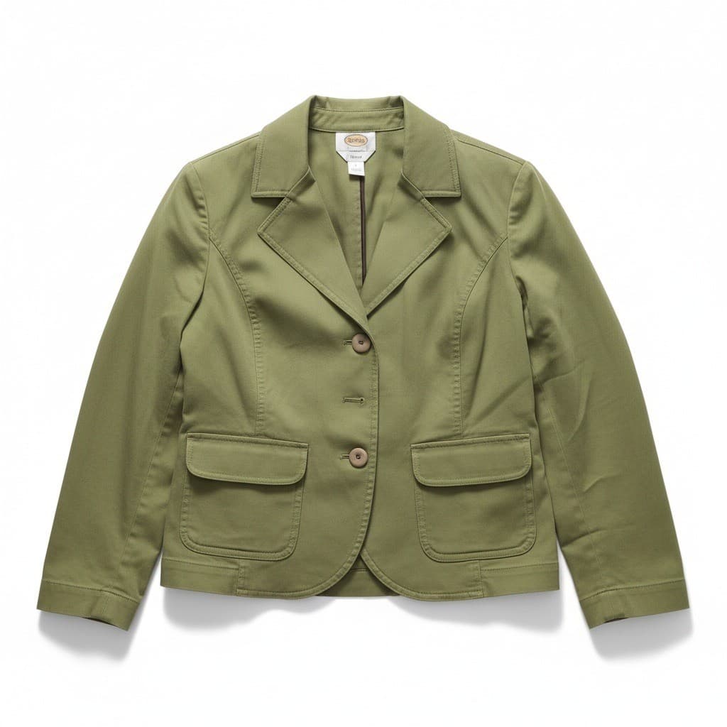 Talbots Stretch Olive Green 3 Button Blazer, Women's Size 8 Jacket