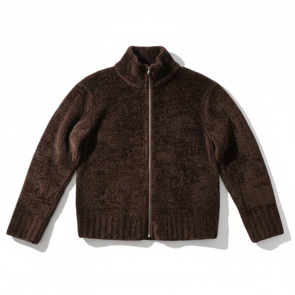 Rafaella Women's Brown Zip-up Sweater, Vintage Jacket, Long Sleeves, Soft & Cozy