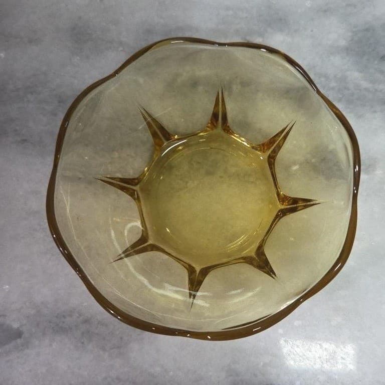 Anchor Hocking Amber Berry Bowls, Set of 2, Vintage Yellow Paneled Design - Thumbnail 7