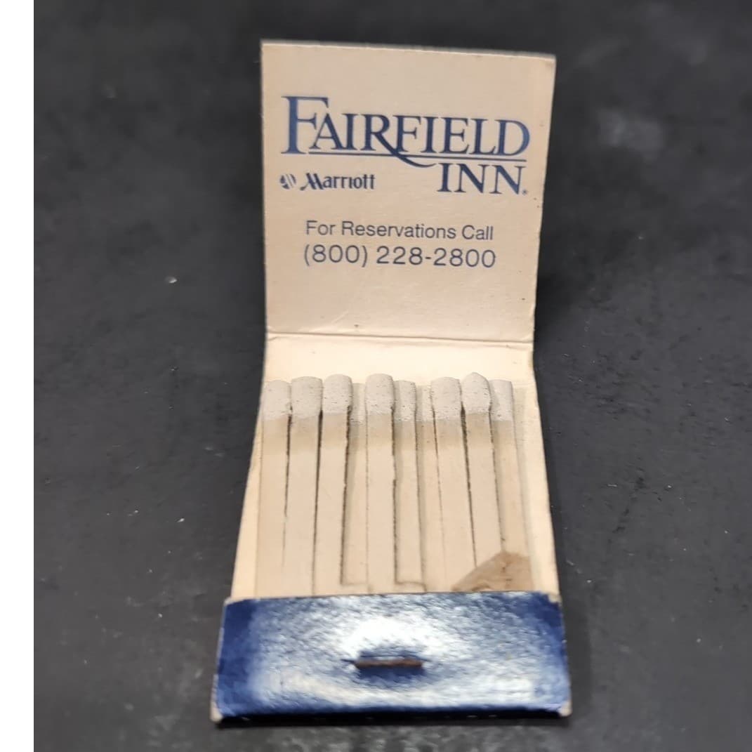 Fairfield Inn Marriott Matchbook, Vintage Blue White Hotel Advertising Ephemera - Thumbnail 3