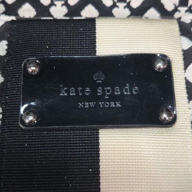 Kate Spade New York Stevie Diaper Bag Tote Black White Spade Print Racing Stripe - Thumbnail 3