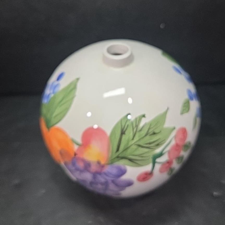 Fruit Themed Bud Vase, Vintage Hand Painted Ceramic Flower Holder, Centerpiece - Thumbnail 6