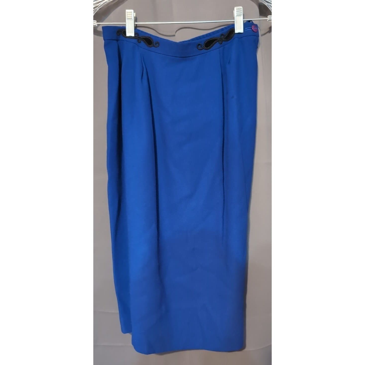 Kasper ASL Royal Blue Skirt Suit Set, Black Soutache Embroidery, Women's Size 8 - Thumbnail 10