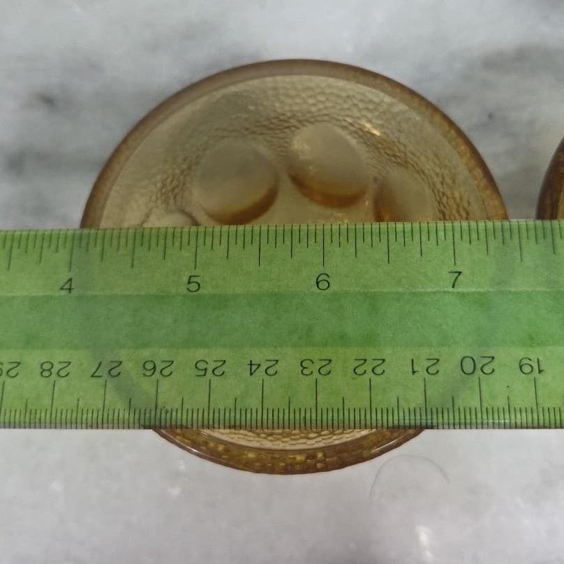 Hazel Atlas Amber Teacups, Set of 2, Golden Pebblestone Vintage Pressed-Glasses - Thumbnail 10