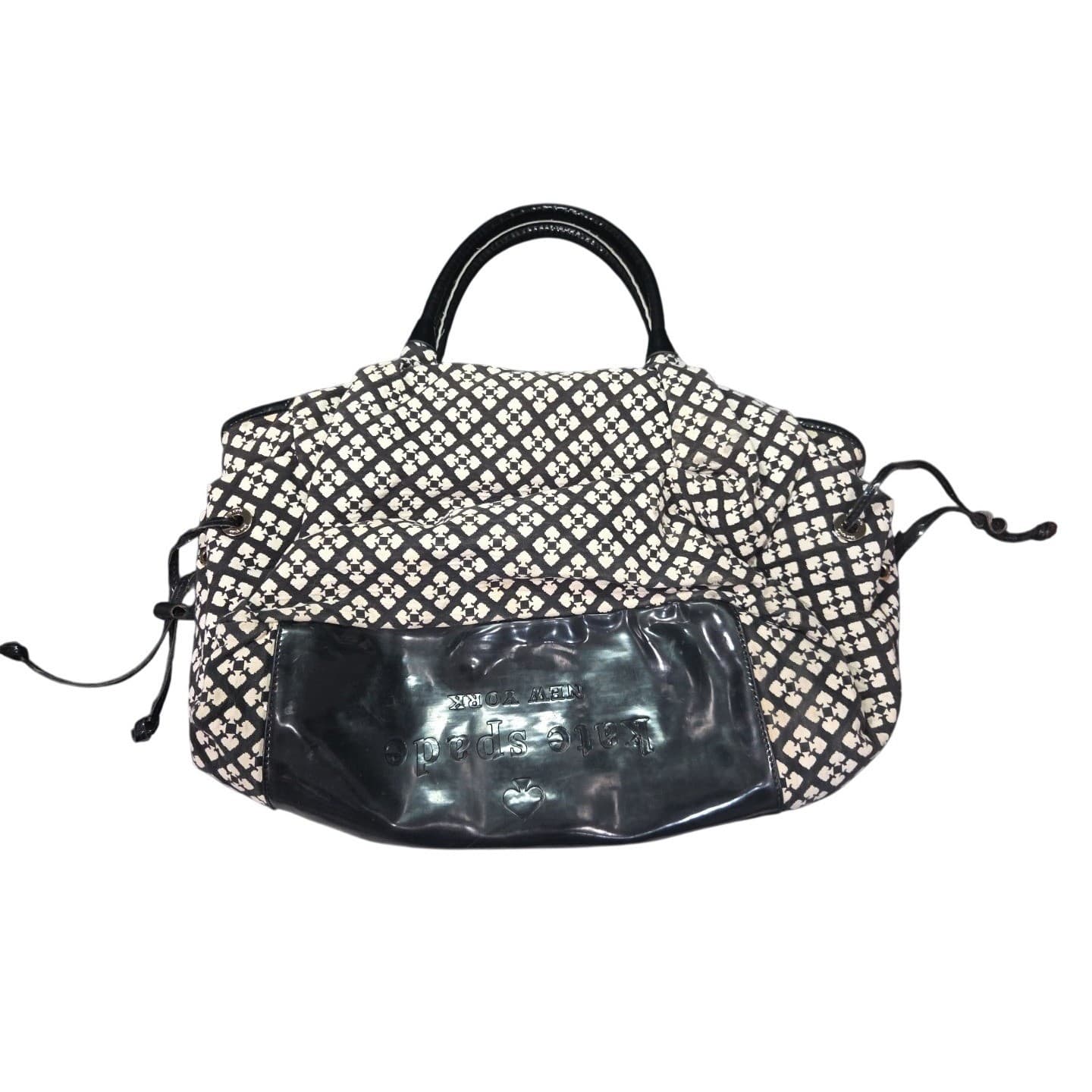 Kate Spade New York Stevie Diaper Bag Tote Black White Spade Print Racing Stripe - Thumbnail 4