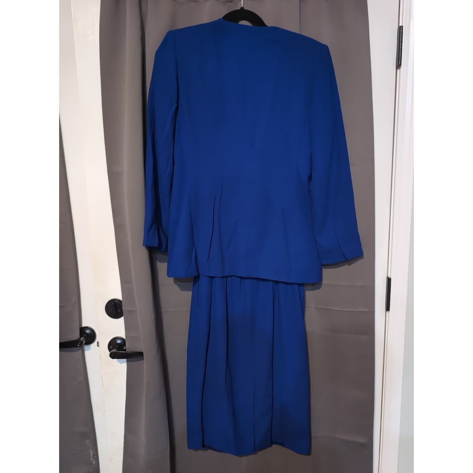 Kasper ASL Royal Blue Skirt Suit Set, Black Soutache Embroidery, Women's Size 8 - Thumbnail 5