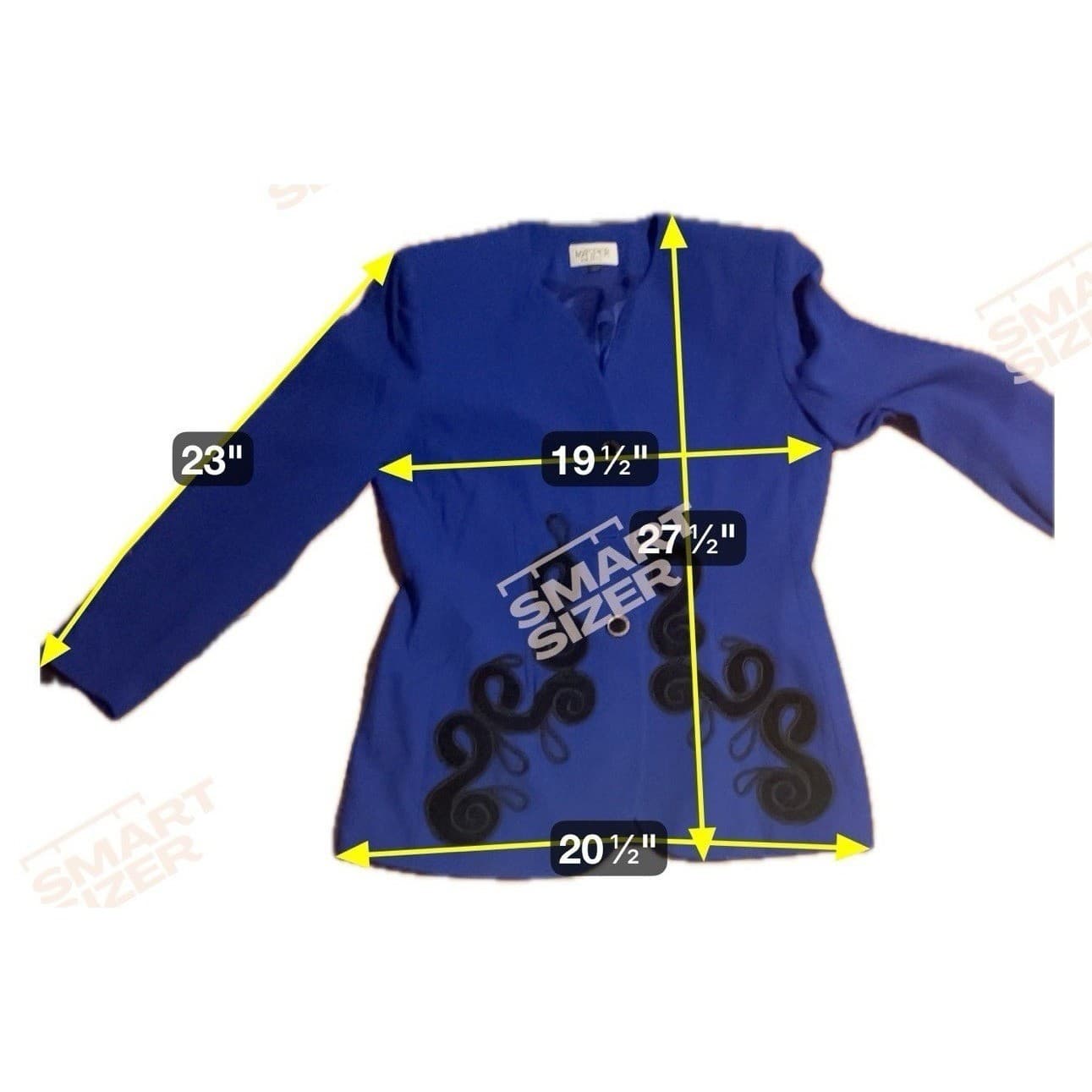 Kasper ASL Royal Blue Skirt Suit Set, Black Soutache Embroidery, Women's Size 8 - Thumbnail 2