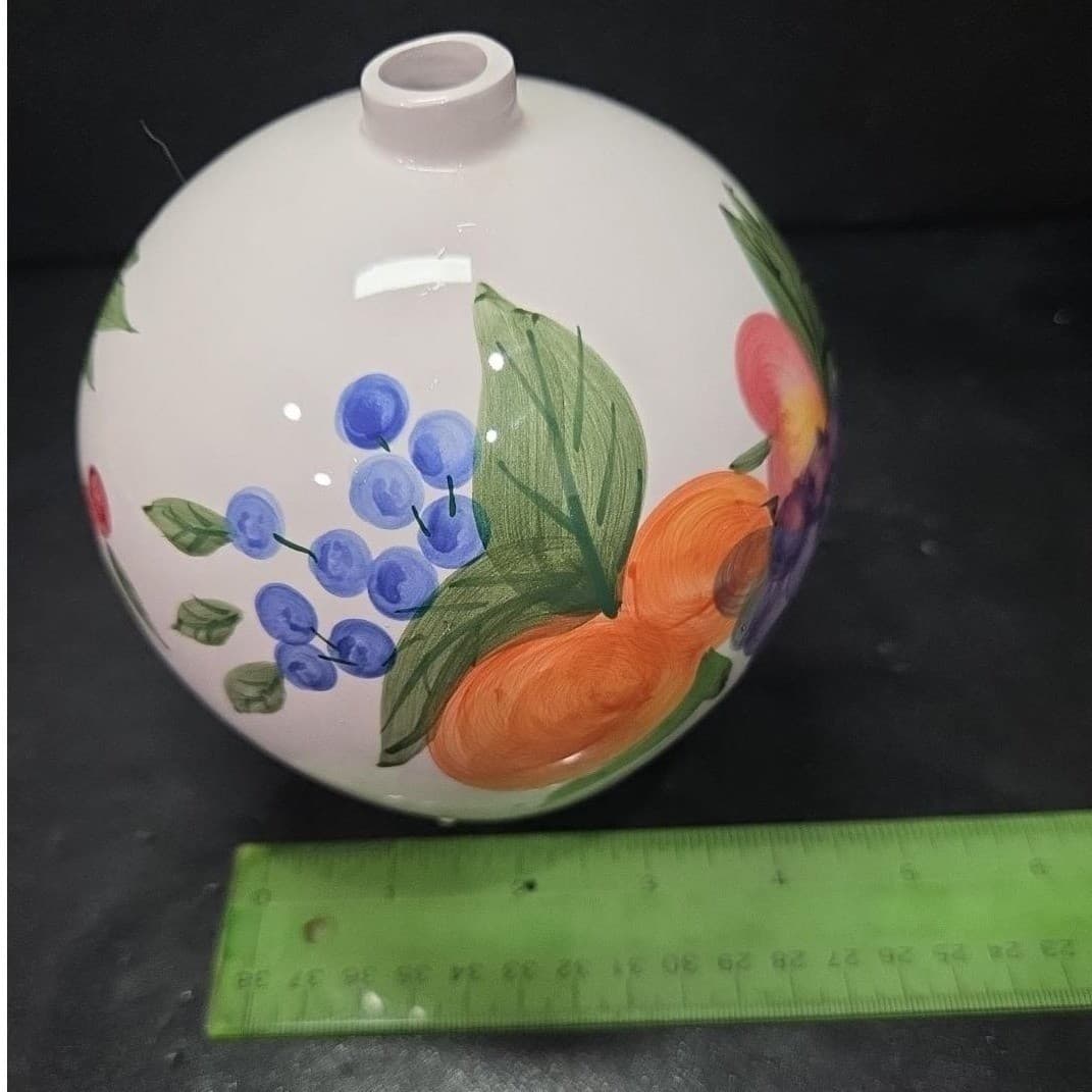 Fruit Themed Bud Vase, Vintage Hand Painted Ceramic Flower Holder, Centerpiece - Thumbnail 10