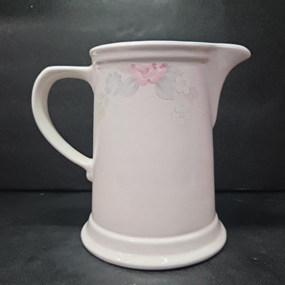 Pfaltzgraff Wyndham Pitcher, Vintage Pink & Blue Flowers Design Floral Tableware - Thumbnail 2
