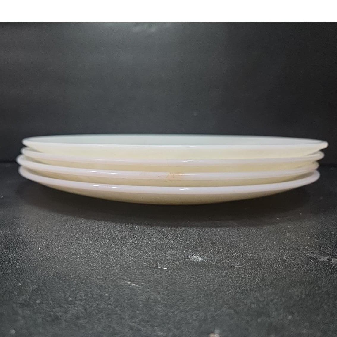Federal Milk Glass Dinner Plates, Set of 4, Vintage Meadow Gold Wheat Design - Thumbnail 9