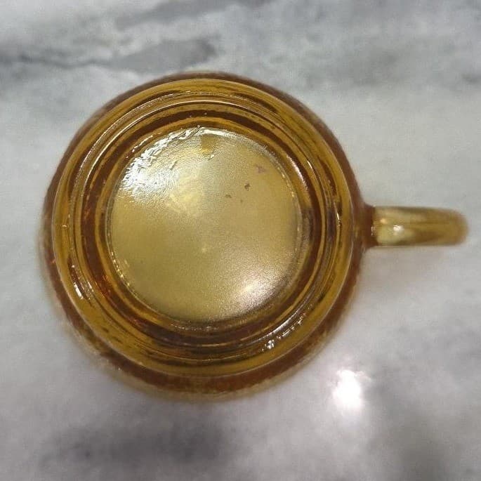 Hazel Atlas Amber Teacups, Set of 2, Golden Pebblestone Vintage Pressed-Glasses - Thumbnail 8