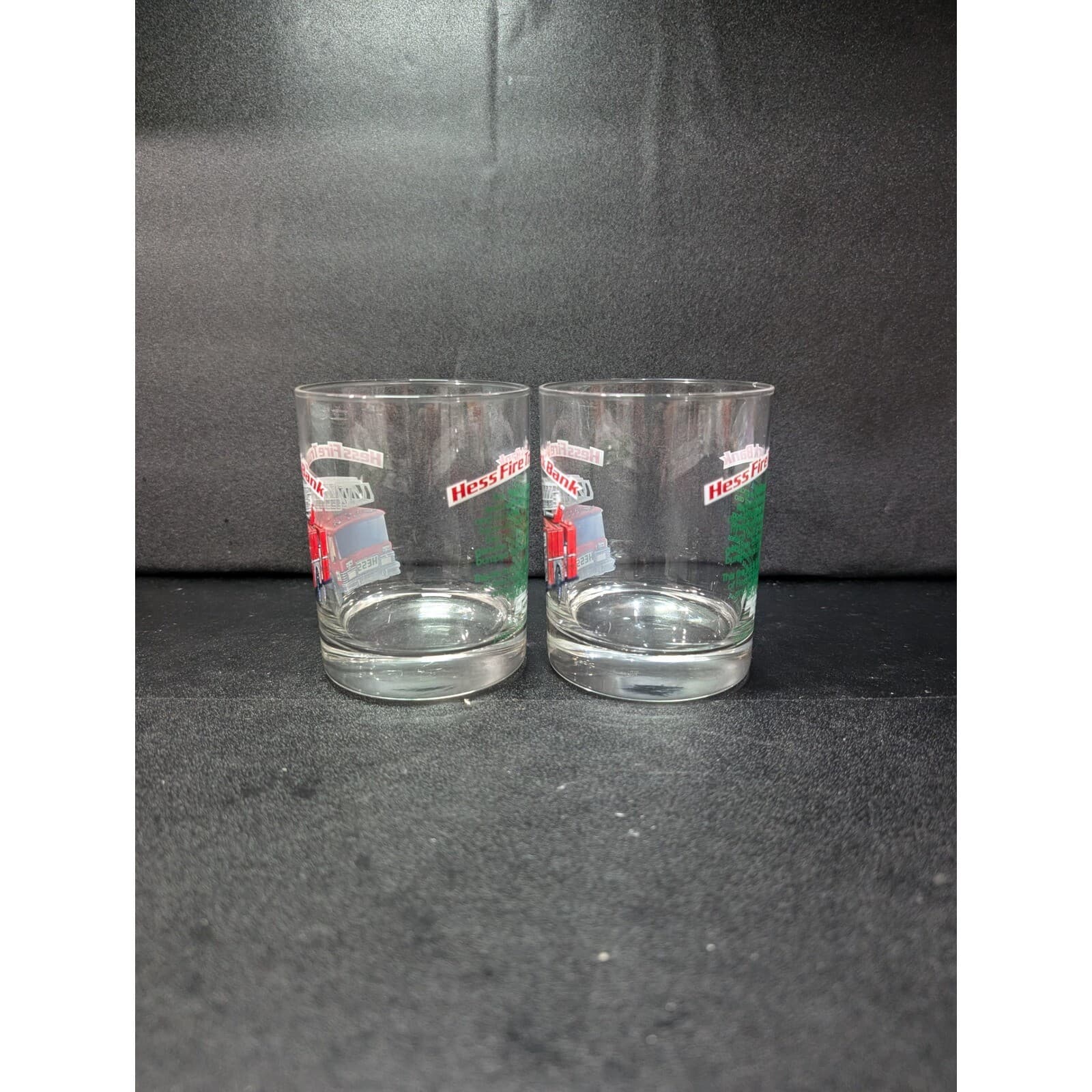 Hess Fire Truck Bank Drinking Glasses, Set Of 2, 1996 Classic Series, Barware - Thumbnail 2