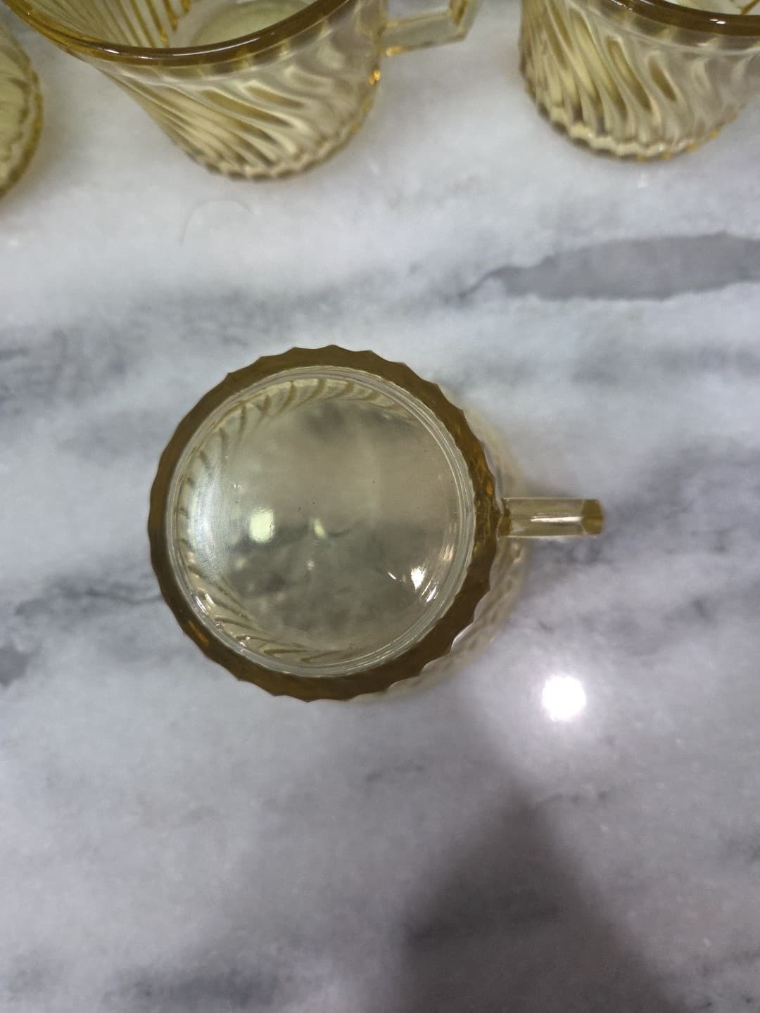 Federal Glass Diana Amber Yellow Coffee Cups, Set of 4, Vtg Twisted Optic Glass - Thumbnail 7