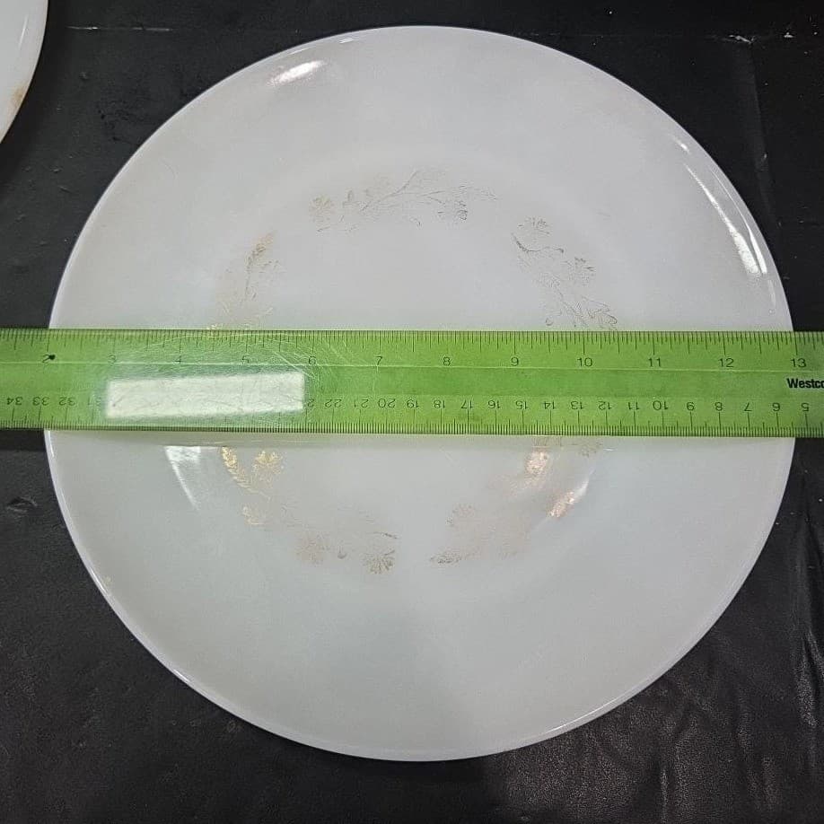 Federal Milk Glass Dinner Plates, Set of 4, Vintage Meadow Gold Wheat Design - Thumbnail 5