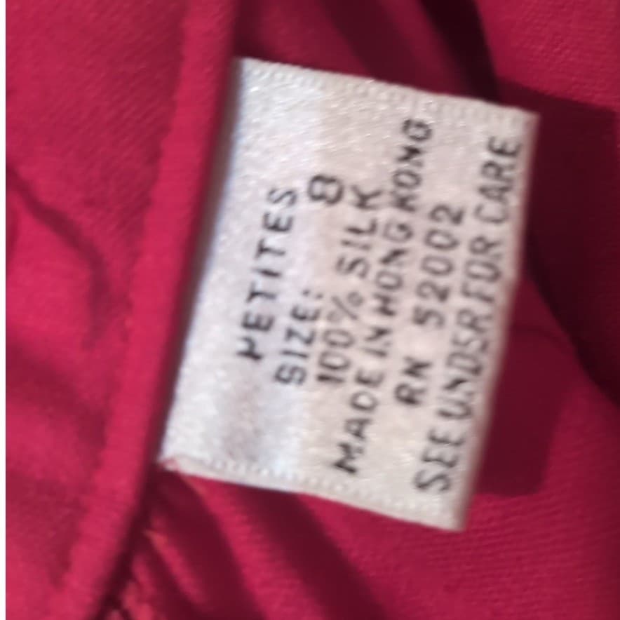 Liz Claiborne Red Silk Suit Dress, Size 8 Petites, Vintage Double Breasted Dress - Thumbnail 12
