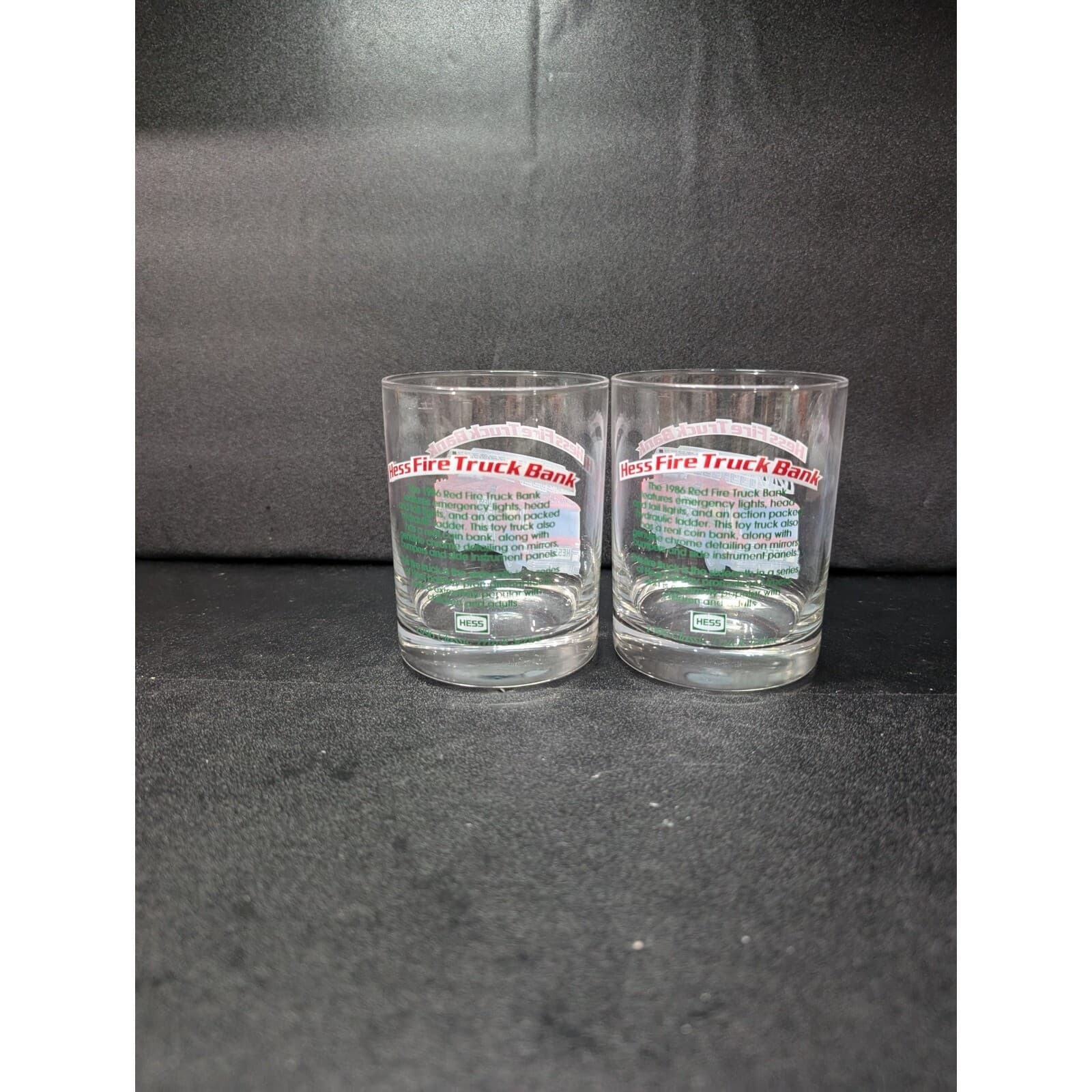 Hess Fire Truck Bank Drinking Glasses, Set Of 2, 1996 Classic Series, Barware - Thumbnail 3