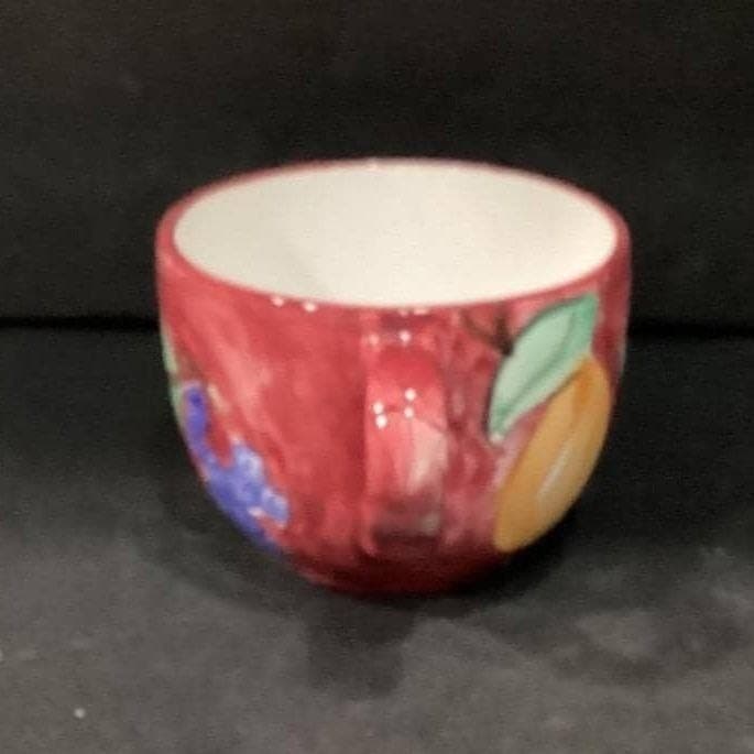 Crate & Barrel Fruit Theme Large Coffee Cup, Vintage Hand-Painted Ceramic Mug - Thumbnail 3