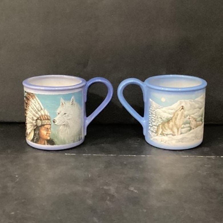 Certified International Mountain Summit Coffee Cups, Vtg Native American Design - Thumbnail 2