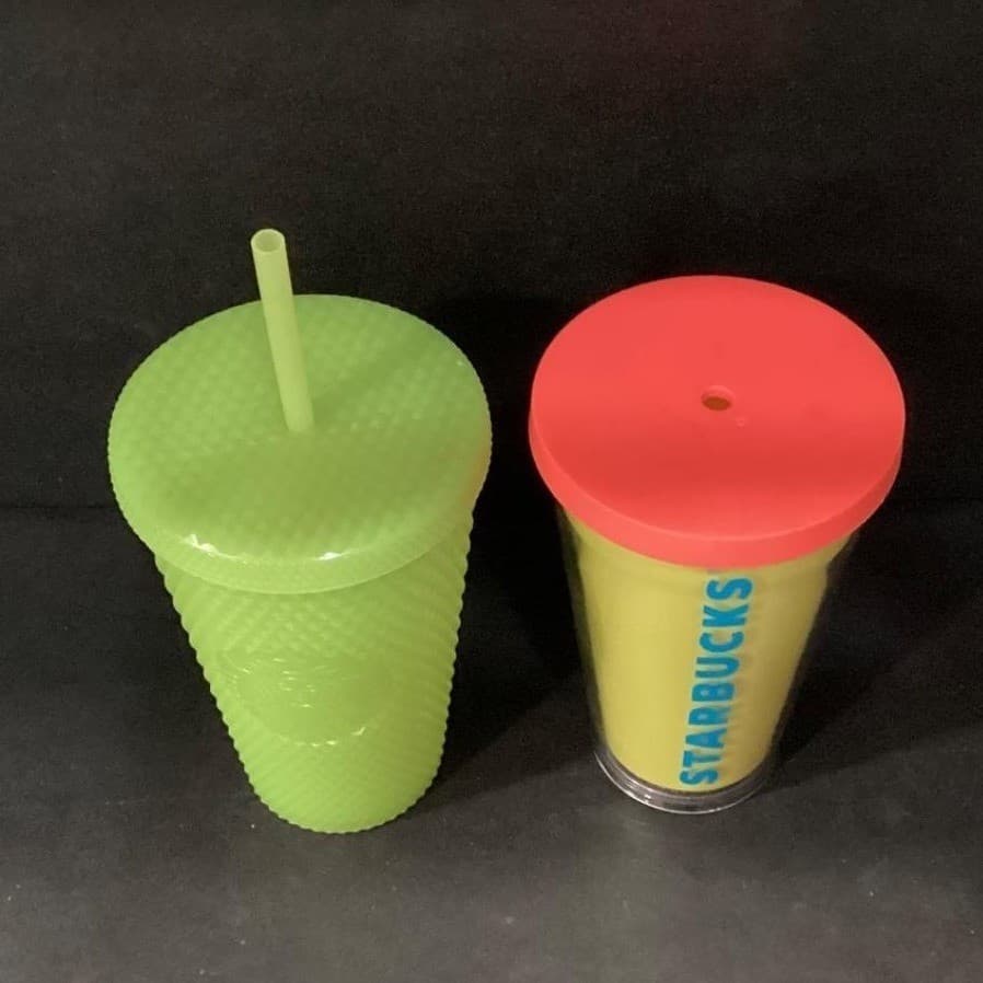 Starbucks Cold Cups, Set of 2, Green & Neon Yellow Reusable Tumblers - Thumbnail 3