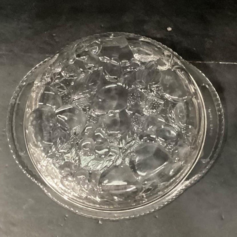 Libbey Glass Clear Embossed Fruit Pie Plate, Vintage Orchard Design Bakeware - Thumbnail 5